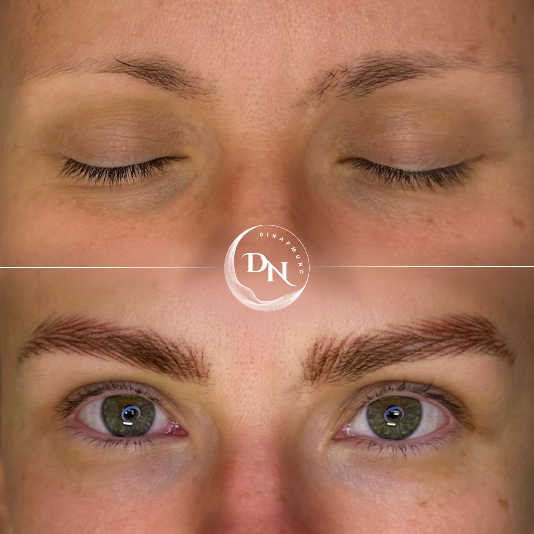 Discover the nano strokes technique for eyebrows, a safer alternative to microblading. Ideal for clients with noticeable hair loss, this method creates the illusion of brow hairs and fills in sparse areas, lasting 1.5 to 2 years. Achieve fuller, natural-looking brows with our expert PMU services.